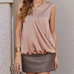 Womens Silk Satin Tank Tops V-Neck Sleeveless Camisole Tops Summer Cami Tank Dressy Tops - Zeagoo (Us Only)