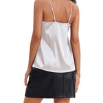 Women's Silk Camisole V Neck Camis Satin Tank Tops Sexy Spaghetti Strap Loose Sleeveless Blouse 2 Packs - Zeagoo (Us Only)