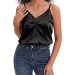 Women's Silk Camisole V Neck Camis Satin Tank Tops Sexy Spaghetti Strap Loose Sleeveless Blouse 2 Packs - Zeagoo (Us Only)