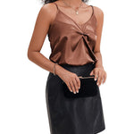 Women's Silk Camisole V Neck Camis Satin Tank Tops Sexy Spaghetti Strap Loose Sleeveless Blouse 2 Packs - Zeagoo (Us Only)