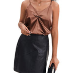 Women's Silk Camisole V Neck Camis Satin Tank Tops Sexy Spaghetti Strap Loose Sleeveless Blouse 2 Packs - Zeagoo (Us Only)