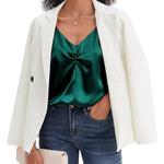 Women's Silk Camisole V Neck Camis Satin Tank Tops Sexy Spaghetti Strap Loose Sleeveless Blouse 2 Packs - Zeagoo (Us Only)
