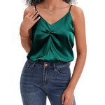 Women's Silk Camisole V Neck Camis Satin Tank Tops Sexy Spaghetti Strap Loose Sleeveless Blouse 2 Packs - Zeagoo (Us Only)