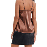 Women's Silk Camisole V Neck Camis Satin Tank Tops Sexy Spaghetti Strap Loose Sleeveless Blouse 2 Packs - Zeagoo (Us Only)