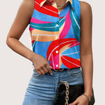 Zeagoo Sleeveless Blouses Casual Button Down Flower Tank Tops