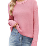 Zeagoo Women's Crew Neck Cropped Sweater Long Sleeve Knit Tops