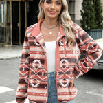 Zeagoo Women's Cozy Fleece Jacket Western Aztec Print Coat