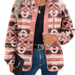 Zeagoo Women's Cozy Fleece Jacket Western Aztec Print Coat