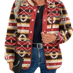 Zeagoo Women's Cozy Fleece Jacket Western Aztec Print Coat