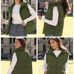 Zeagoo Women Sleeveless Warm Jackets Casual Stand Collar Puffer Vest