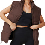 Zeagoo Women Sleeveless Warm Jackets Casual Stand Collar Puffer Vest