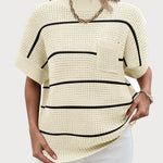 Zeagoo Vest Mock Neck Batwing Short Sleeve Ribbed Knit Tops