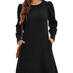 Zeagoo Women Knit Dress Puff Long Sleeve Dress