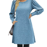Zeagoo Women Knit Dress Puff Long Sleeve Dress