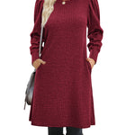 Zeagoo Women Knit Dress Puff Long Sleeve Dress