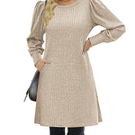 Zeagoo Women Knit Dress Puff Long Sleeve Dress