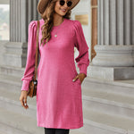 Zeagoo Women Knit Dress Puff Long Sleeve Dress