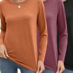 Zeagoo 3 Pack Long Sleeve Shirts for Women Loose Fit Basic Tee Tops
