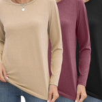 Zeagoo 3 Pack Long Sleeve Shirts for Women Loose Fit Basic Tee Tops