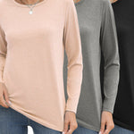Zeagoo 3 Pack Long Sleeve Shirts for Women Loose Fit Basic Tee Tops
