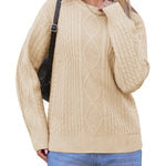 Zeagoo Women's Crew Neck Cable Knit Pullover Sweater