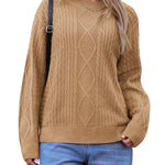 Zeagoo Women's Crew Neck Cable Knit Pullover Sweater