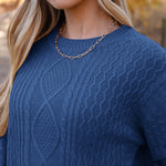 Zeagoo Women's Crew Neck Cable Knit Pullover Sweater
