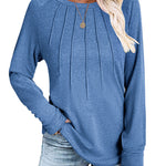 Zeagoo Women Long Sleeve Shirts Casual Pleated Tunic Blouses