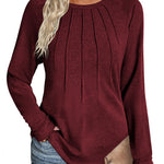 Zeagoo Women Long Sleeve Shirts Casual Pleated Tunic Blouses