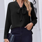 Zeagoo Casual Bow Tie Neck Chiffon Long Sleeve Blouse for Women Casual Work Office Loose Fit 2026 | Under $40