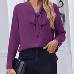 Zeagoo Casual Bow Tie Neck Chiffon Long Sleeve Blouse for Women Casual Work Office Loose Fit 2026 | Under $40