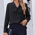 Zeagoo Casual Bow Tie Neck Chiffon Long Sleeve Blouse for Women Casual Work Office Loose Fit 2026 | Under $40