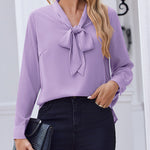 Zeagoo Casual Bow Tie Neck Chiffon Long Sleeve Blouse for Women Casual Work Office Loose Fit 2026 | Under $40