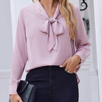 Zeagoo Casual Bow Tie Neck Chiffon Long Sleeve Blouse for Women Casual Work Office Loose Fit 2026 | Under $40