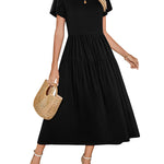 Zeagoo Bohemian Floral Short Sleeve Beach Sundress for Women Casual Beach Vacation Summer 2026
