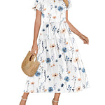 Zeagoo Bohemian Floral Short Sleeve Beach Sundress for Women Casual Beach Vacation Summer 2026