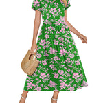 Zeagoo Bohemian Floral Short Sleeve Beach Sundress for Women Casual Beach Vacation Summer 2026