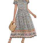 Zeagoo Bohemian Floral Short Sleeve Beach Sundress for Women Casual Beach Vacation Summer 2026