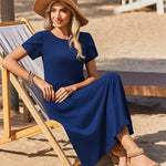 Zeagoo Bohemian Floral Short Sleeve Beach Sundress for Women Casual Beach Vacation Summer 2026