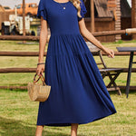 Zeagoo Bohemian Floral Short Sleeve Beach Sundress for Women Casual Beach Vacation Summer 2026