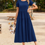 Zeagoo Bohemian Floral Short Sleeve Beach Sundress for Women Casual Beach Vacation Summer 2026