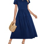 Zeagoo Bohemian Floral Short Sleeve Beach Sundress for Women Casual Beach Vacation Summer 2026