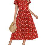 Zeagoo Bohemian Floral Short Sleeve Beach Sundress for Women Casual Beach Vacation Summer 2026