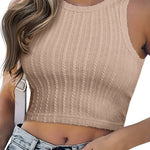 Zeagoo Tank Top for Women Ribbed Knit Sleeveless Crop Tops Summer Crew Neck Cropped Racerback Camisole  (US Only)