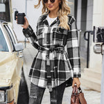 Zeagoo Plaid Shacket Jacket Button Down Trench Coats