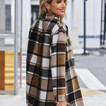 Zeagoo Plaid Shacket Jacket Button Down Trench Coats