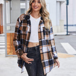 Zeagoo Plaid Shacket Jacket Button Down Trench Coats