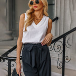 Women Long Lounge Pants with Pockets High Waisted Wide Leg Business Work Trousers Pant - Zeagoo (Us Only)