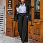 Women Long Lounge Pants with Pockets High Waisted Wide Leg Business Work Trousers Pant - Zeagoo (Us Only)