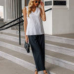Women Long Lounge Pants with Pockets High Waisted Wide Leg Business Work Trousers Pant - Zeagoo (Us Only)